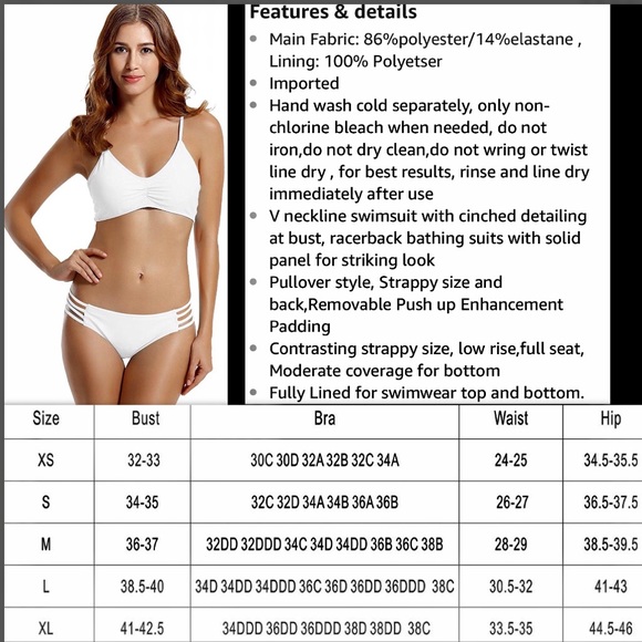 PLUS SIZE WHITE STRAPY BIKINI - Picture 5 of 6